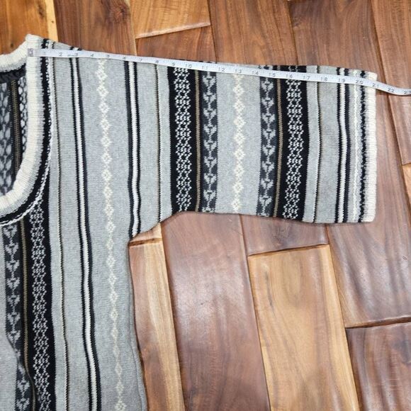 Old Navy Y2K Kimono Sweater Size L Fair Isle Stripe Lambs wool Angora Rabbit - Picture 9 of 9